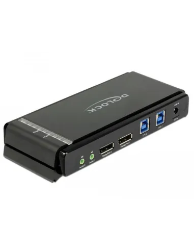 Delock 11467 Conmutador KVM USB-A/USB-B/DisplayPort/Jack 3.5 mm 12 Puertos Gris