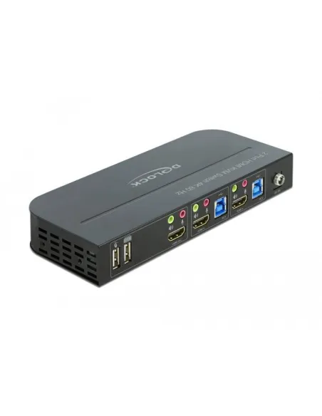 Delock 11481 Conmutador KVM HDMI/USB-A/USB-B/Jack 3.5 mm 17 Puertos Gris