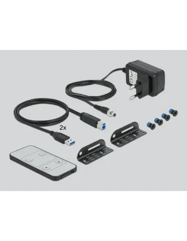 Delock 11481 Conmutador KVM HDMI/USB-A/USB-B/Jack 3.5 mm 17 Puertos Gris