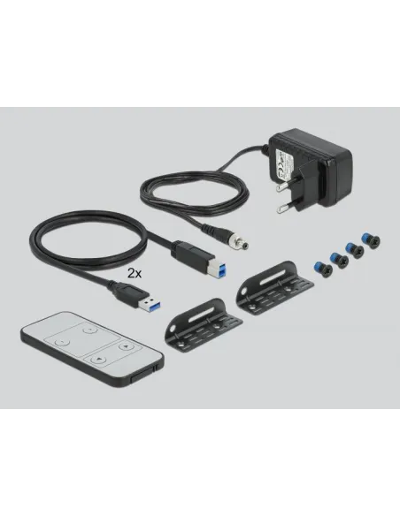 Delock 11481 Conmutador KVM HDMI/USB-A/USB-B/Jack 3.5 mm 17 Puertos Gris