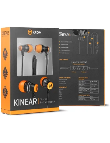Krom Kinear Auriculares Gaming Intrauditivos Negro/Naranja