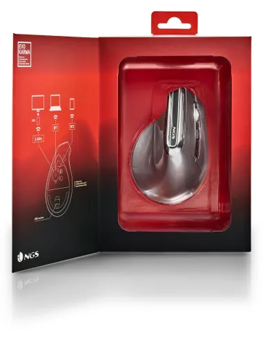 NGS Evo Karma Ratón Vertical Ergonómico Inalámbrico LED Multimodo 3200 DPI