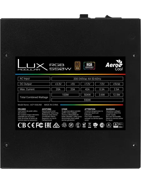Aerocool Lux RGB 550M 550W 80 Plus Bronze