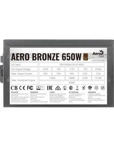 Aerocool Aero Bronze 650W 80 Plus Bronze