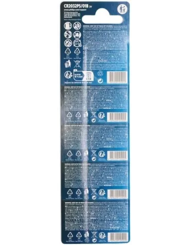 Philips CR2032 Pila Boton Litio 3v 5 Unidades