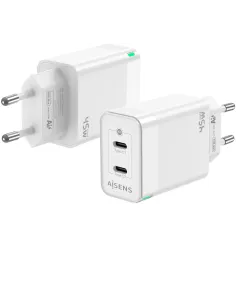 Aisens ASCH-45W2P005-W Cargador GaN de Pared 2xUSB Tipo-C 45W Blanco-ADAP58238