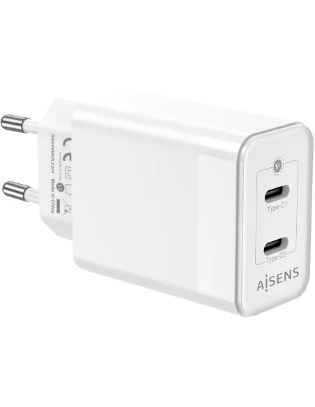 Aisens ASCH-45W2P005-W Cargador GaN de Pared 2xUSB Tipo-C 45W Blanco