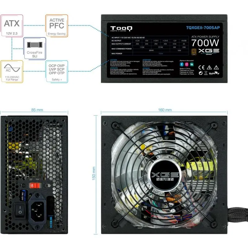 TooQ TQXGEII-700SAP 700W 80 Plus Bronze