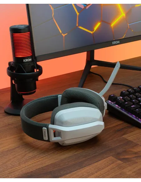 Krom Kanji Auriculares Gaming Inalámbricos para PC/Mac/Nintendo Switch/PS4/PS5/Android Blancos