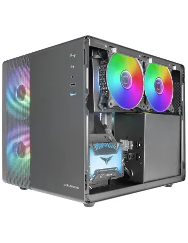 Mars Gaming MC-400 FRGB MicroATX Cristal Templado USB 3.0 Negra