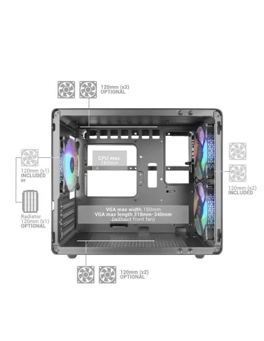 Mars Gaming MC-400 FRGB MicroATX Cristal Templado USB 3.0 Negra