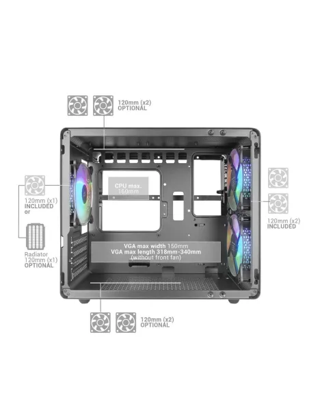 Mars Gaming MC-400 FRGB MicroATX Cristal Templado USB 3.0 Negra
