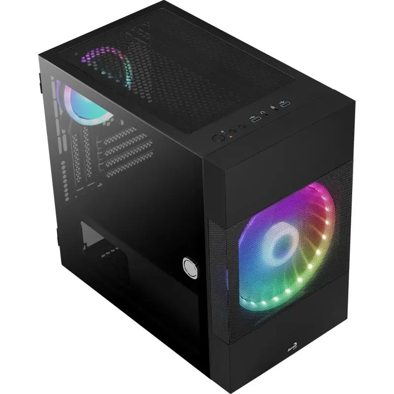 Aerocool Atomic ARGB Cristal Templado USB 3.0 Negra