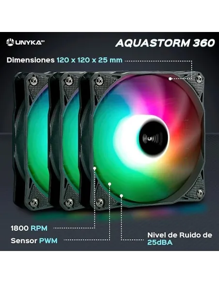 Unyka Aquastorm 360 ARGB Kit de Refrigeración Líquida 360mm Negro