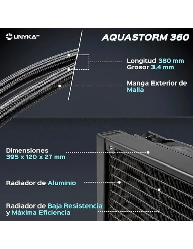 Unyka Aquastorm 360 ARGB Kit de Refrigeración Líquida 360mm Negro