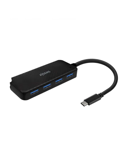 Aisens A109-0715 HUB USB-C 4 Puertos USB-A Negro