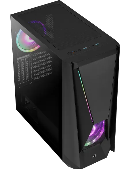 Aerocool Visor Cristal Templado USB 3.1 RGB Negra