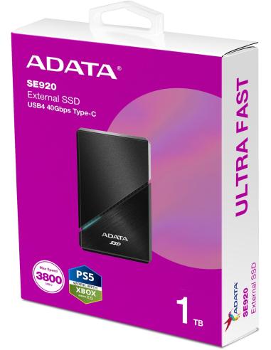 Adata SE920 Disco Duro SSD Externo 1TB USB-C 4.0 Negro