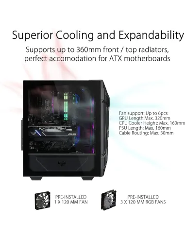 Asus TUF Gaming GT301 Cristal Templado USB 3.2