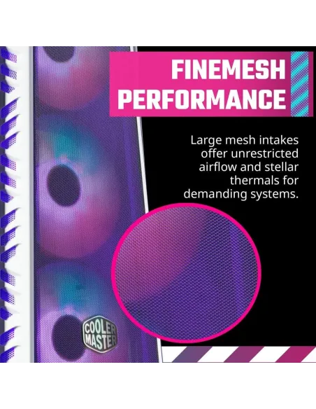 Cooler Master MasterBox MB520 Mesh Midi Tower ARGB Cristal Templado USB-C/3.2 Blanca