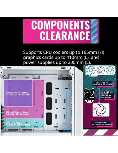 Cooler Master MasterBox MB520 Mesh Midi Tower ARGB Cristal Templado USB-C/3.2 Blanca