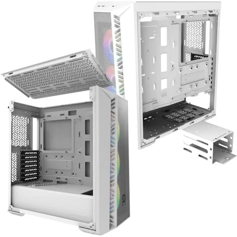 Cooler Master MasterBox MB520 Mesh Midi Tower ARGB Cristal Templado USB-C/3.2 Blanca