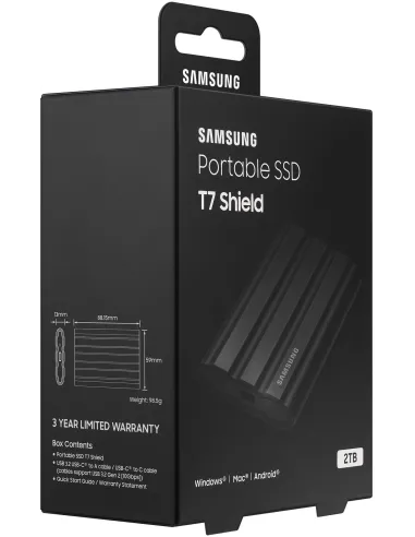 Samsung T7 Shield Disco Duro SSD 2TB USB-C Negro