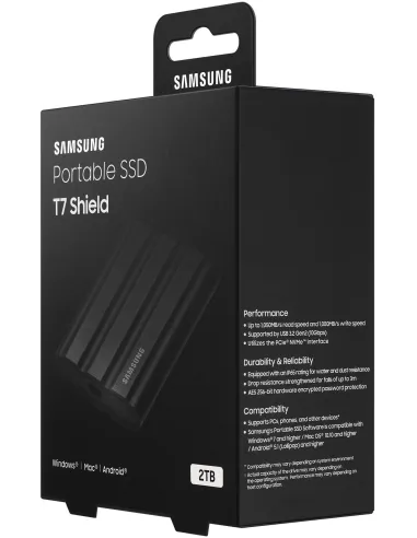 Samsung T7 Shield Disco Duro SSD 2TB USB-C Negro