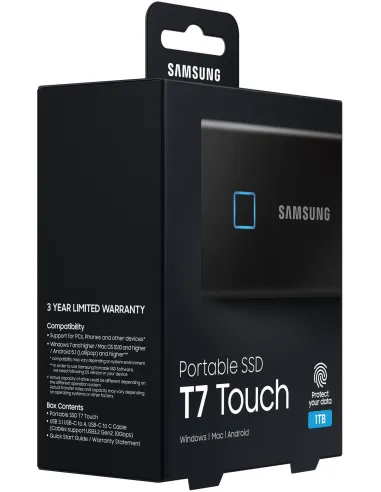 Samsung T7 Touch Disco Duro Externo SSD 1TB USB 3.2 Negro