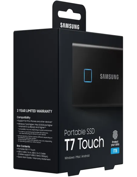 Samsung T7 Touch Disco Duro Externo SSD 1TB USB 3.2 Negro