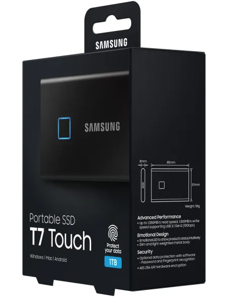 Samsung T7 Touch Disco Duro Externo SSD 1TB USB 3.2 Negro
