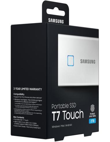 Samsung T7 Touch Disco Duro Externo SSD 2TB USB 3.2 Blanco