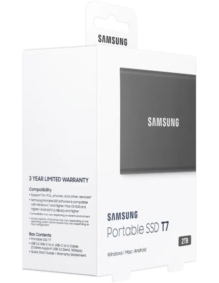 Samsung T7 Touch Disco Duro Externo SSD 2TB USB 3.2 Gris