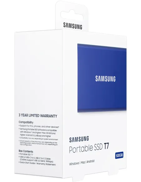 Samsung T7 Touch Disco Duro Externo SSD 500GB USB 3.2 Azul