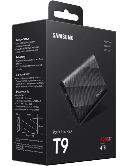 Samsung T9 MU-PG4T0B 4TB USB-C 3.2 Gen 2x2