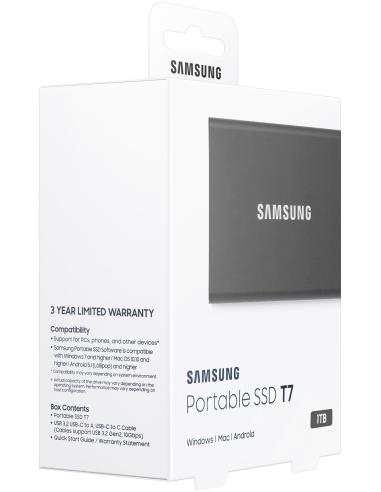 Samsung T7 SSD 1TB PCIe NVMe USB-C/USB 3.2 Gris