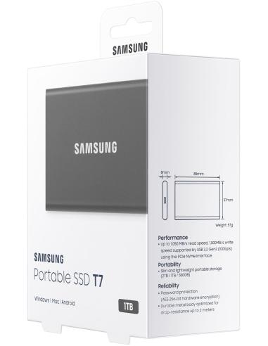 Samsung T7 SSD 1TB PCIe NVMe USB-C/USB 3.2 Gris