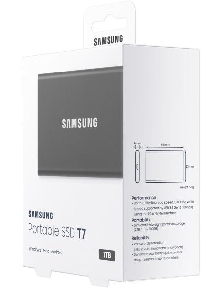 Samsung T7 SSD 1TB PCIe NVMe USB-C/USB 3.2 Gris