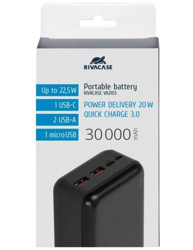 Rivacase VA2103 Powerbank 30000mAh 22,5W Negra