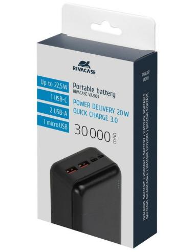 Rivacase VA2103 Powerbank 30000mAh 22,5W Negra