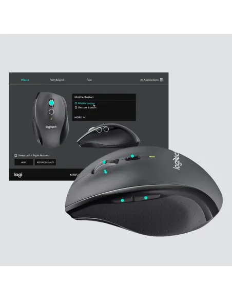 Logitech M705 Marathon Mouse Ratón Inalámbrico 1000 DPI Gris
