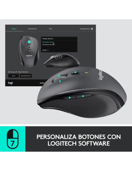 Logitech M705 Marathon Mouse Ratón Inalámbrico 1000 DPI Gris