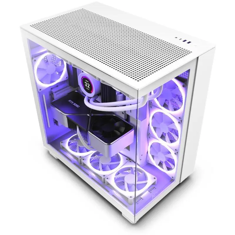 NZXT H9 Flow Cristal Templado USB 3.2 Blanca