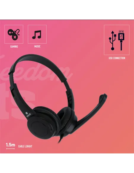NGS VOX505USB Auriculares USB con Micrófono Negros