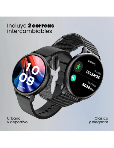 SPC Smartee Duo Classic 9652N Smartwatch AMOLED1.43" con Correa Metálica Negro