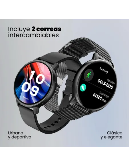 SPC Smartee Duo Classic 9652N Smartwatch AMOLED1.43" con Correa Metálica Negro