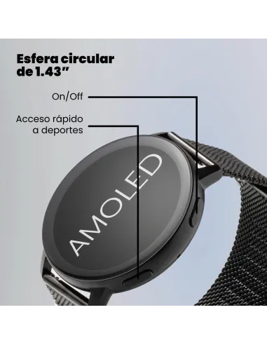 SPC Smartee Duo Classic 9652N Smartwatch AMOLED1.43" con Correa Metálica Negro