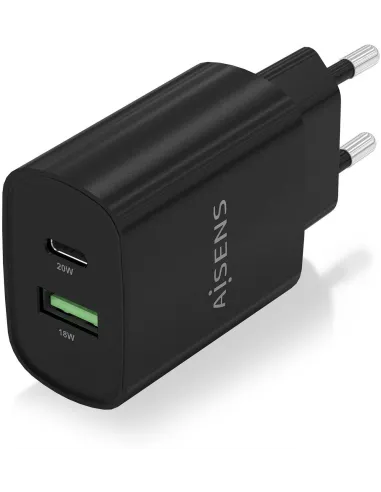 Aisens A110-0755 Cargador USB-A/USB-C 20W Negro