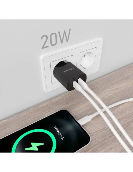 Aisens A110-0755 Cargador USB-A/USB-C 20W Negro