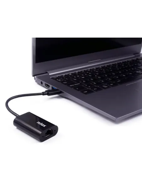 Nilox NXADAP06 Adaptador USB-C a RJ-45 Gigabit Negro